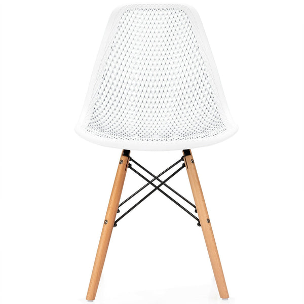 Ensemble de 4 chaises creuses en plastique modernes avec pieds en bois - Blanc