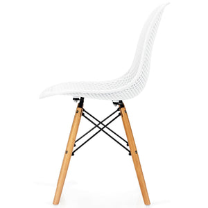 Ensemble de 4 chaises creuses en plastique modernes avec pieds en bois - Blanc