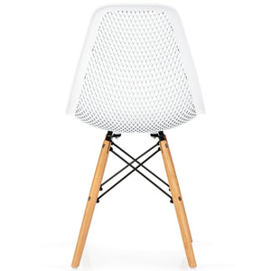Ensemble de 4 chaises creuses en plastique modernes avec pieds en bois - Blanc