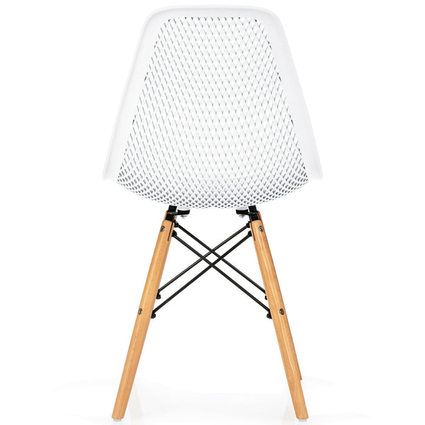 Ensemble de 4 chaises creuses en plastique modernes avec pieds en bois - Blanc