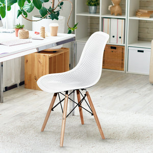 Ensemble de 4 chaises creuses en plastique modernes avec pieds en bois - Blanc