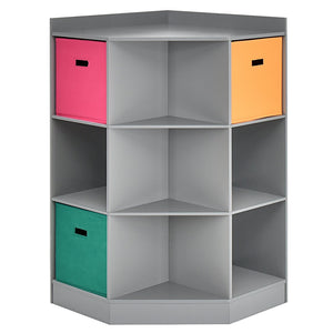 Étagère de rangement d'angle à 3 niveaux pour enfants avec 3 paniers - Gris