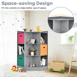 Étagère de rangement d'angle à 3 niveaux pour enfants avec 3 paniers - Gris