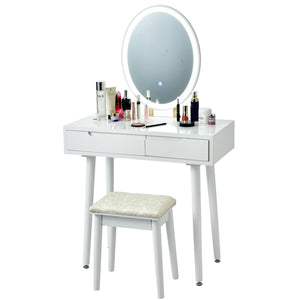 Coiffeuse de maquillage à écran tactile - Blanc