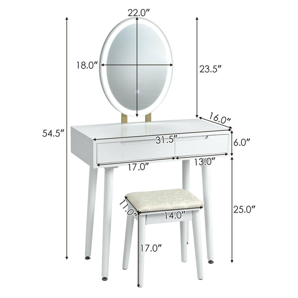 Coiffeuse de maquillage à écran tactile - Blanc