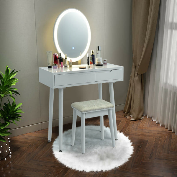 Coiffeuse de maquillage à écran tactile - Blanc