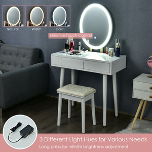 Coiffeuse de maquillage à écran tactile - Blanc