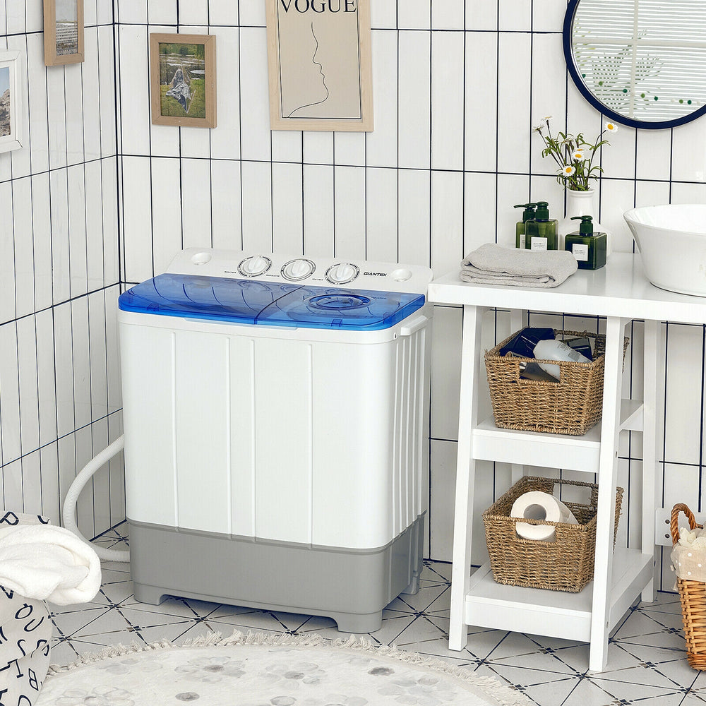 Machine à laver portable 2 en 1 d'une capacité de 22 lb avec contrôle de la minuterie - Bleu