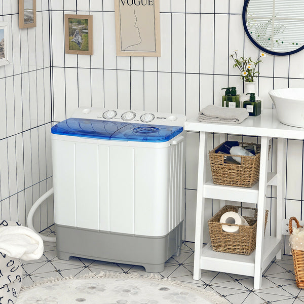 Machine à laver portable 2 en 1 d'une capacité de 22 lb avec contrôle de la minuterie - Bleu