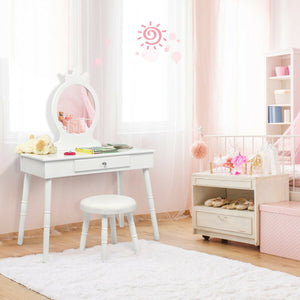 Children's vanity table and chair set makeup stool