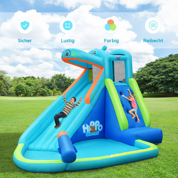 Piscine d'eau gonflable avec éclaboussure et toboggan sans ventilateur