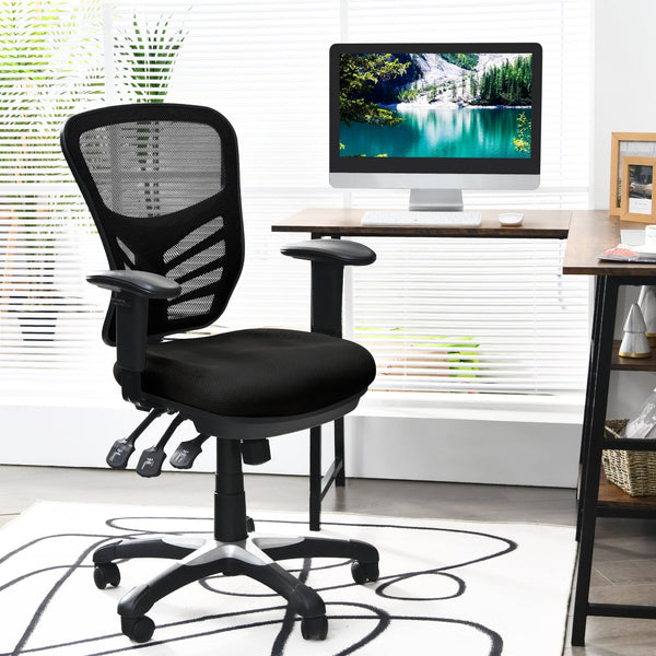 Chaise de bureau ergonomique en maille avec dossier réglable en hauteur et accoudoirs