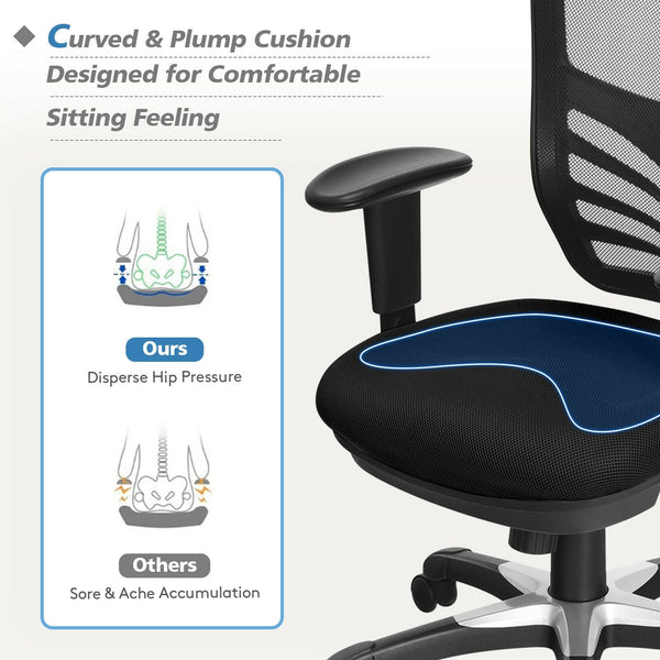 Chaise de bureau ergonomique en maille avec dossier réglable en hauteur et accoudoirs