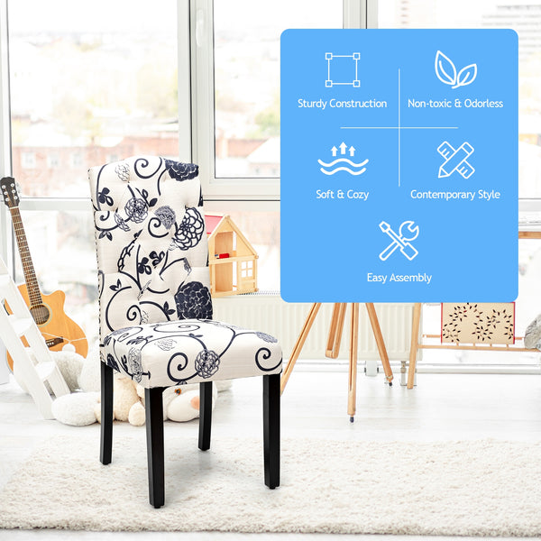 Ensemble de 2 chaises de salle à manger capitonnées et rembourrées - Noir et blanc