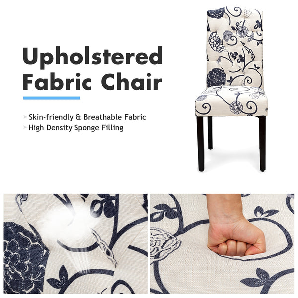 Ensemble de 2 chaises de salle à manger capitonnées et rembourrées - Noir et blanc