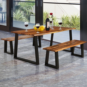 Rectangular acacia wood dining table 