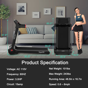 Tapis roulant électrique pliant 3HP en cours d'exécution