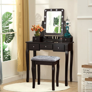 Ensemble de table de vanité avec miroir rectangulaire