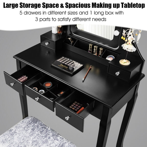 Ensemble de table de vanité avec miroir rectangulaire