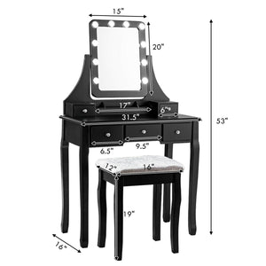 Ensemble de table de vanité avec miroir rectangulaire