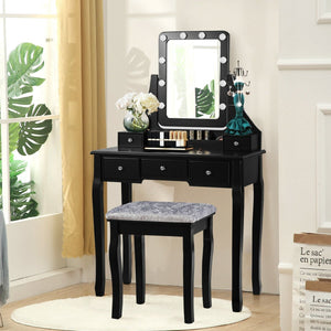 Ensemble de table de vanité avec miroir rectangulaire
