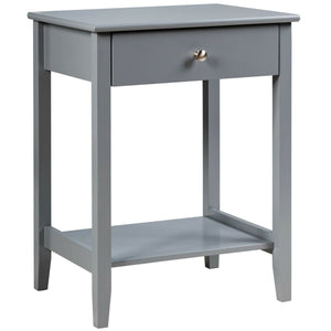 Table de chevet en bois avec tiroir coulissant - Gris