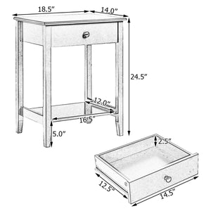 Table de chevet en bois avec tiroir coulissant - Gris