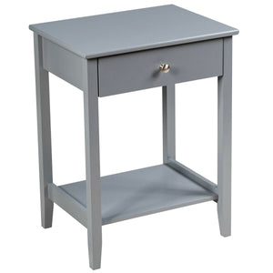 Table de chevet en bois avec tiroir coulissant - Gris