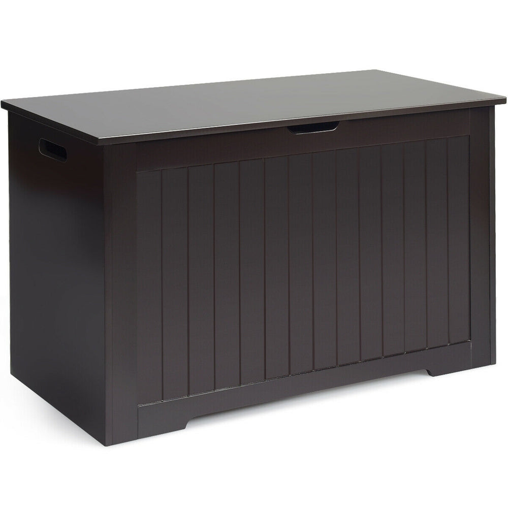 Wooden toy box organizer with flip-top lid
