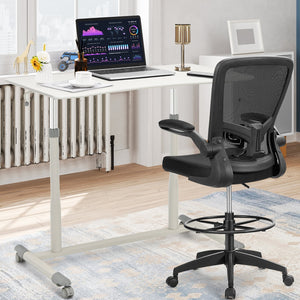 Height-adjustable computer desk, sit-stand rolling table