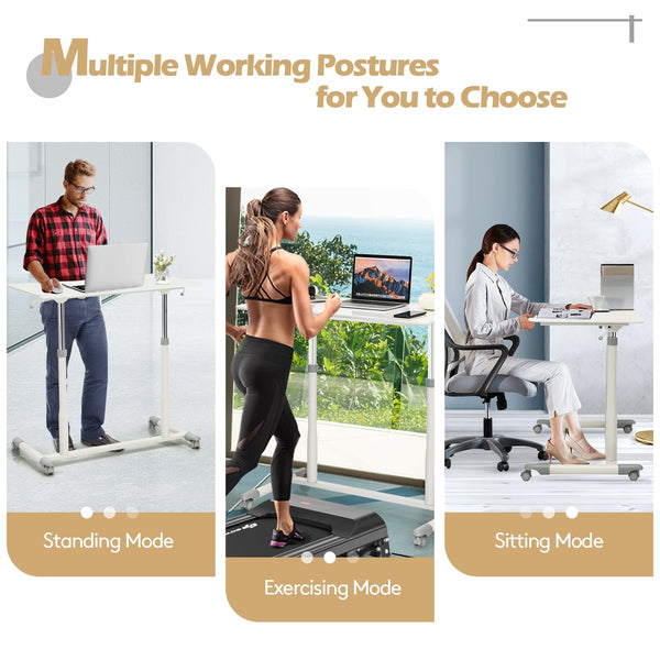 Height-adjustable computer desk, sit-stand rolling table