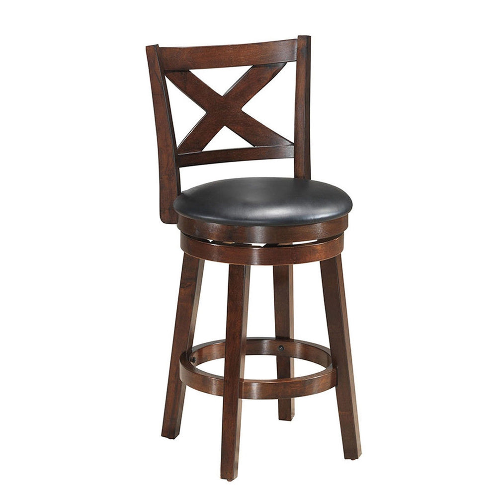 Tabouret de bar pivotant à hauteur de comptoir rembourré en X avec siège rembourré en PVC-24"
