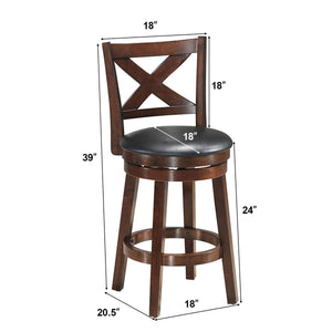 Tabouret de bar pivotant à hauteur de comptoir rembourré en X avec siège rembourré en PVC-24"