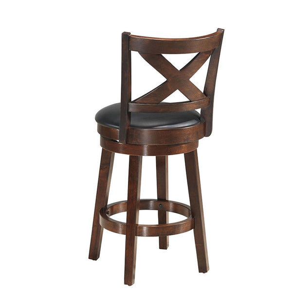 Tabouret de bar pivotant à hauteur de comptoir rembourré en X avec siège rembourré en PVC-24"