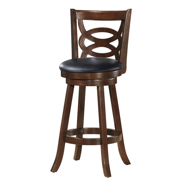 Espresso counter-height upholstered swivel dining chair with cushioned seat