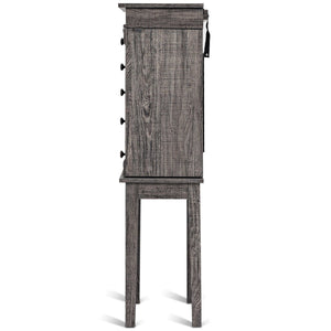 Standing jewelry armoire storage organizer with wooden legs