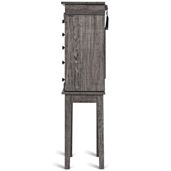 Standing jewelry armoire storage organizer with wooden legs