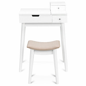 Ensemble de coiffeuse de vanité tabouret de meubles de bureau miroir rabattable
