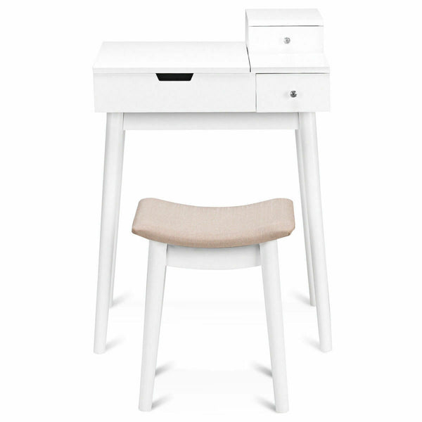 Ensemble de coiffeuse de vanité tabouret de meubles de bureau miroir rabattable