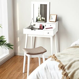 Ensemble de coiffeuse de vanité tabouret de meubles de bureau miroir rabattable