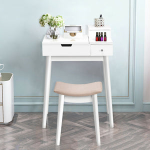 Ensemble de coiffeuse de vanité tabouret de meubles de bureau miroir rabattable