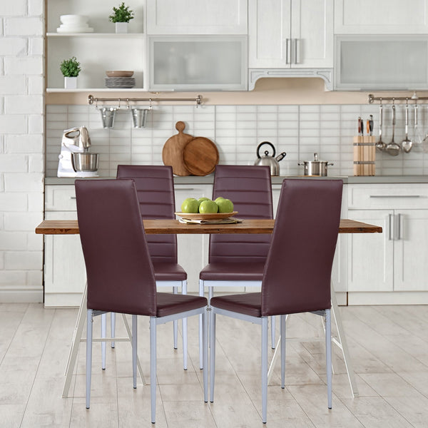 4 elegant design PVC leather dining chairs - cafe