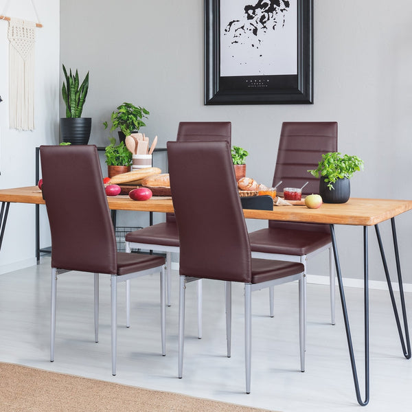 4 elegant design PVC leather dining chairs - cafe