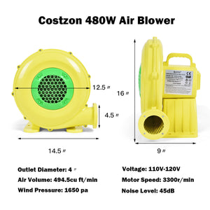 Souffleur à air 480 W 0 64 HP pour maison gonflable de rebond