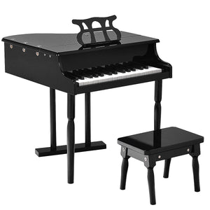 30-Key Musical Instrument Mini Grand Piano with Bench - Black