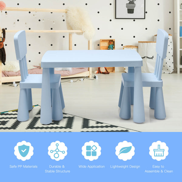 3-Piece Kids' Multi-Activity Table and Chair Set for Toddlers Blue