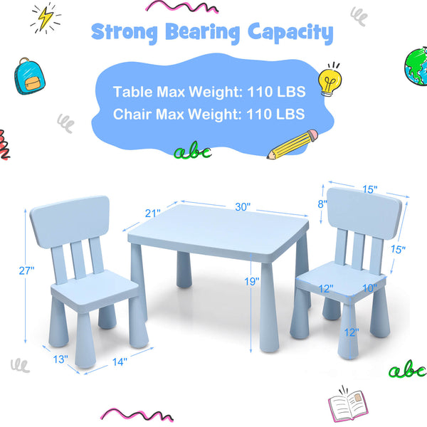3-Piece Kids' Multi-Activity Table and Chair Set for Toddlers Blue