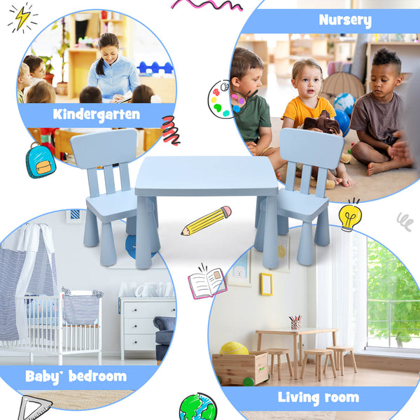 3-Piece Kids' Multi-Activity Table and Chair Set for Toddlers Blue
