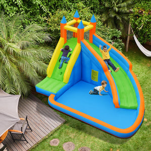 Cavalier gonflable Mighty Bounce House avec toboggan aquatique sans ventilateur