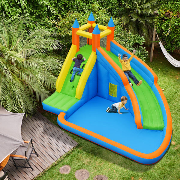 Cavalier gonflable Mighty Bounce House avec toboggan aquatique sans ventilateur